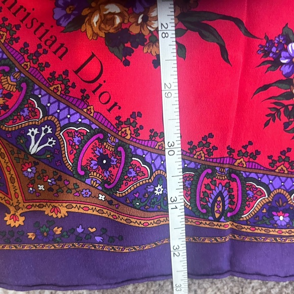 Dior Silk Vintage Purple and Red Floral Scarf - Picture 7 of 8